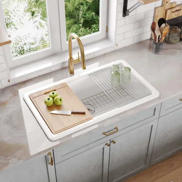 DV-1K0141 DeerValley Fireclay Workstation Kitchen Sink - Image 4