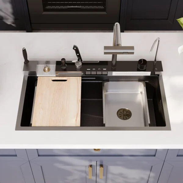 DV-1K0349 Deervalley 31.5" X 18" Smart Waterfall Kitchen Sink, - Image 4